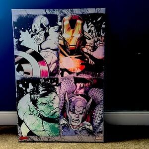 Marvel poster with captain America, Iron Man, the Hulk and Thor